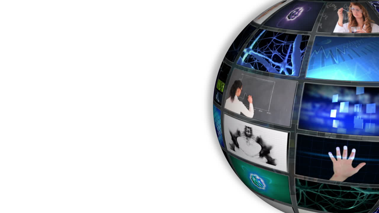 girando la pelota mostrando diferentes imágenes sobre la ciencia