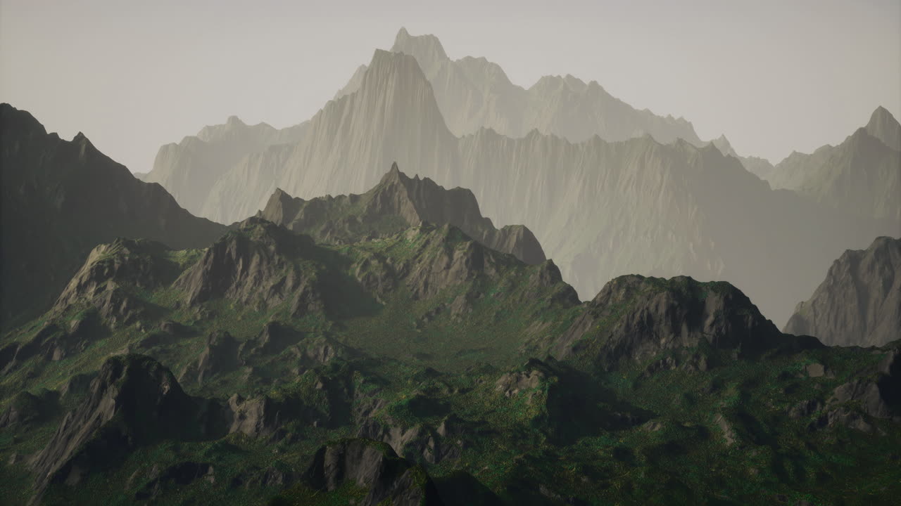 안개가 가득한 산악 풍경