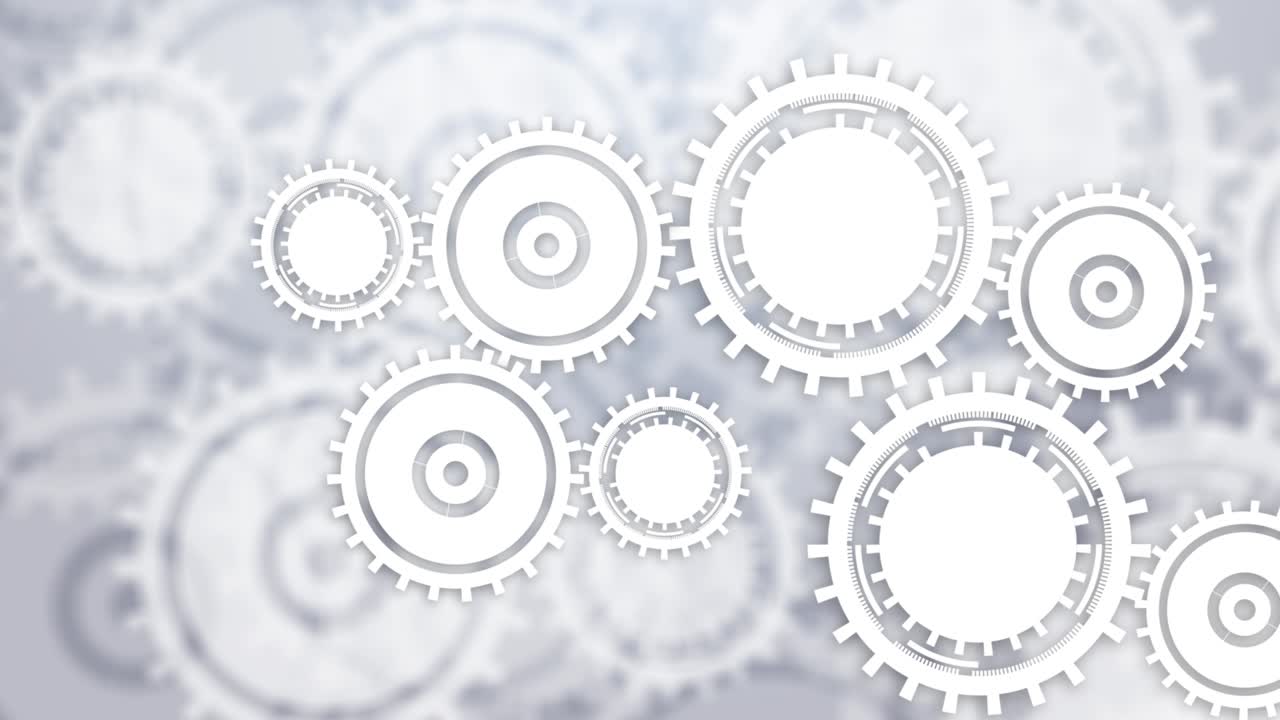 Clean white innovation research gears glowing as technological idea loop background thinking ai