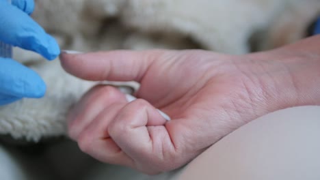 close-up of female hand making a fist to prepare for giving a blood sample or donation