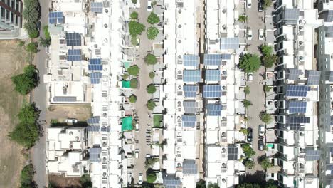 Drone camera shows many residential buildings