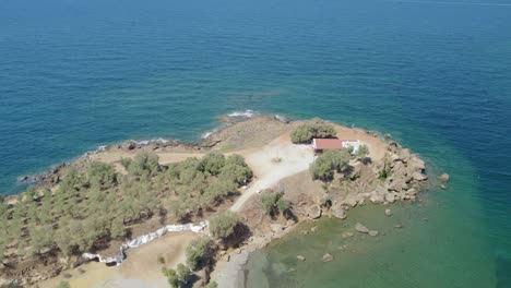 Isolated-Structure-In-The-Tropical-Beach-At-Akrotiri-Peninsula-Near-Chania-Region,-Crete-island,-Greece