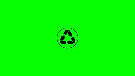 la animación del icono de reciclaje. flechas negras en una pantalla verde. signo de reciclado.