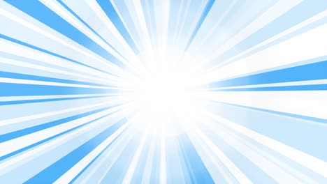 white sunburst starburst rays background. rotating sun ray animation background. animated shining sun against bright blue sky