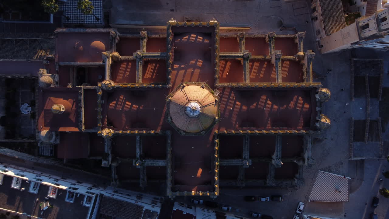 Top down view of Jerez de la Frontera Cathedral, Spain, during Sunset