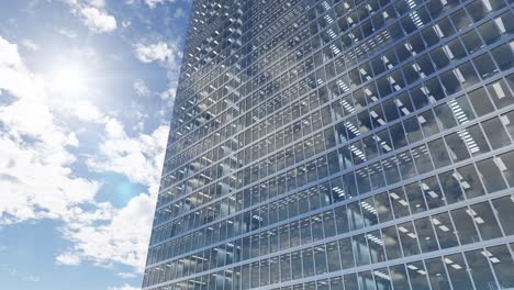 windows of skyscraper office building with offices of the headquarters companies