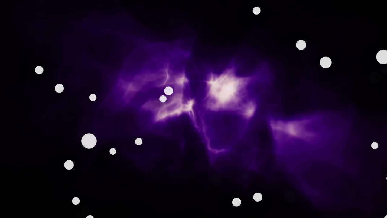 animación de nebulosa púrpura y partículas blancas sobre fondo negro