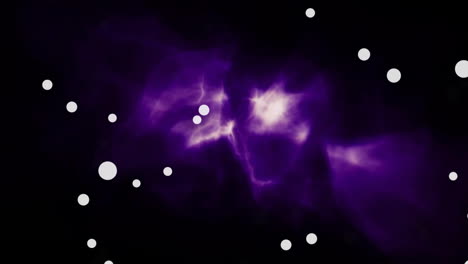 purple nebula and white particles animation on black background