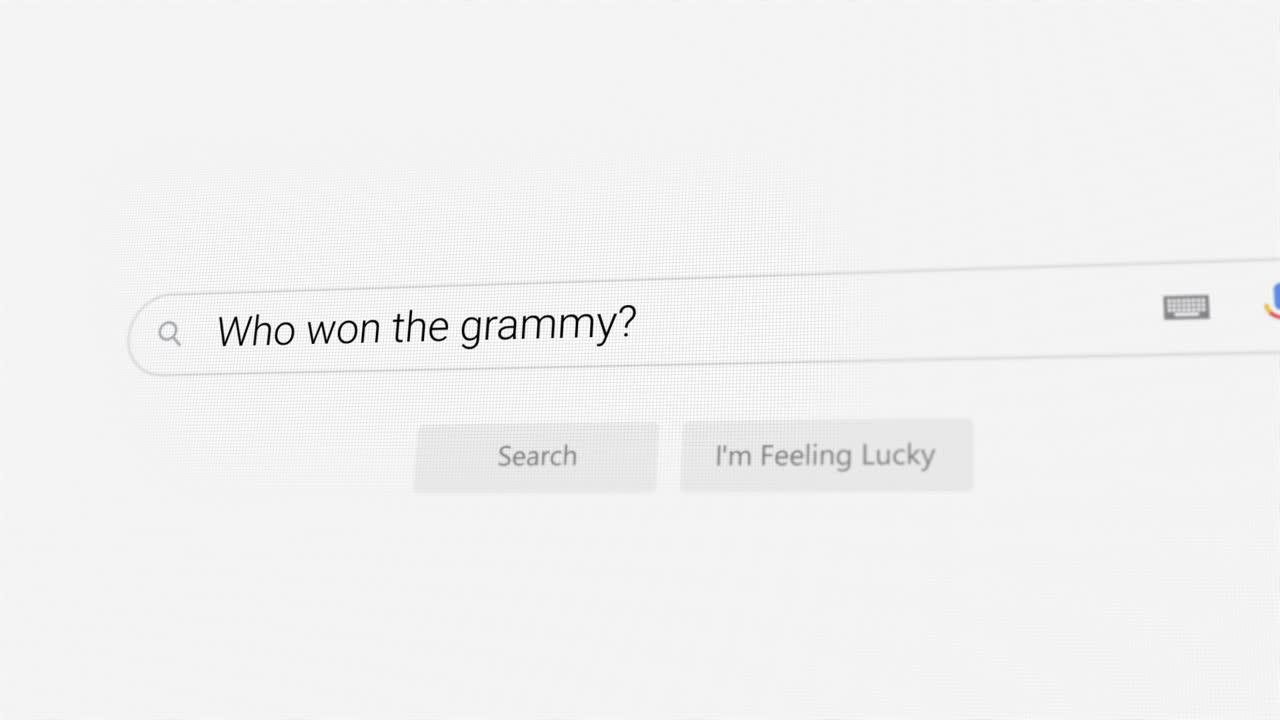Searching for Who won the grammy? on Internet browser