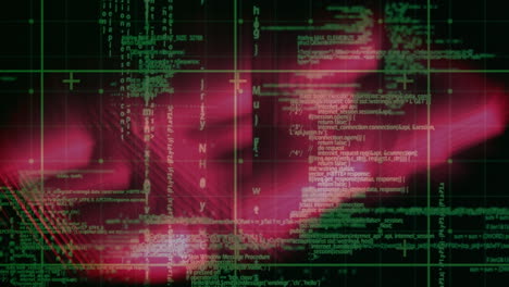 Animation of data processing over dark background