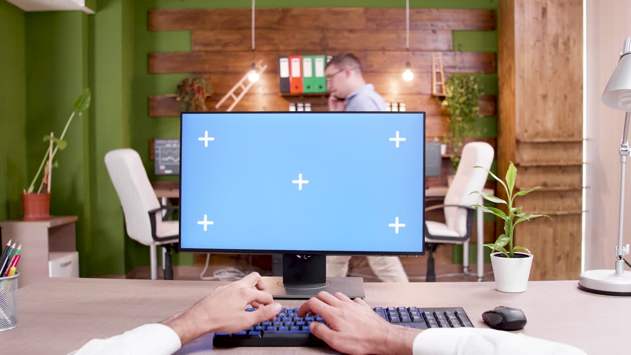 Office Workplace with Chroma Key Monitor