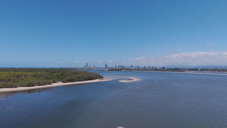 aerial view of boat on nerang river