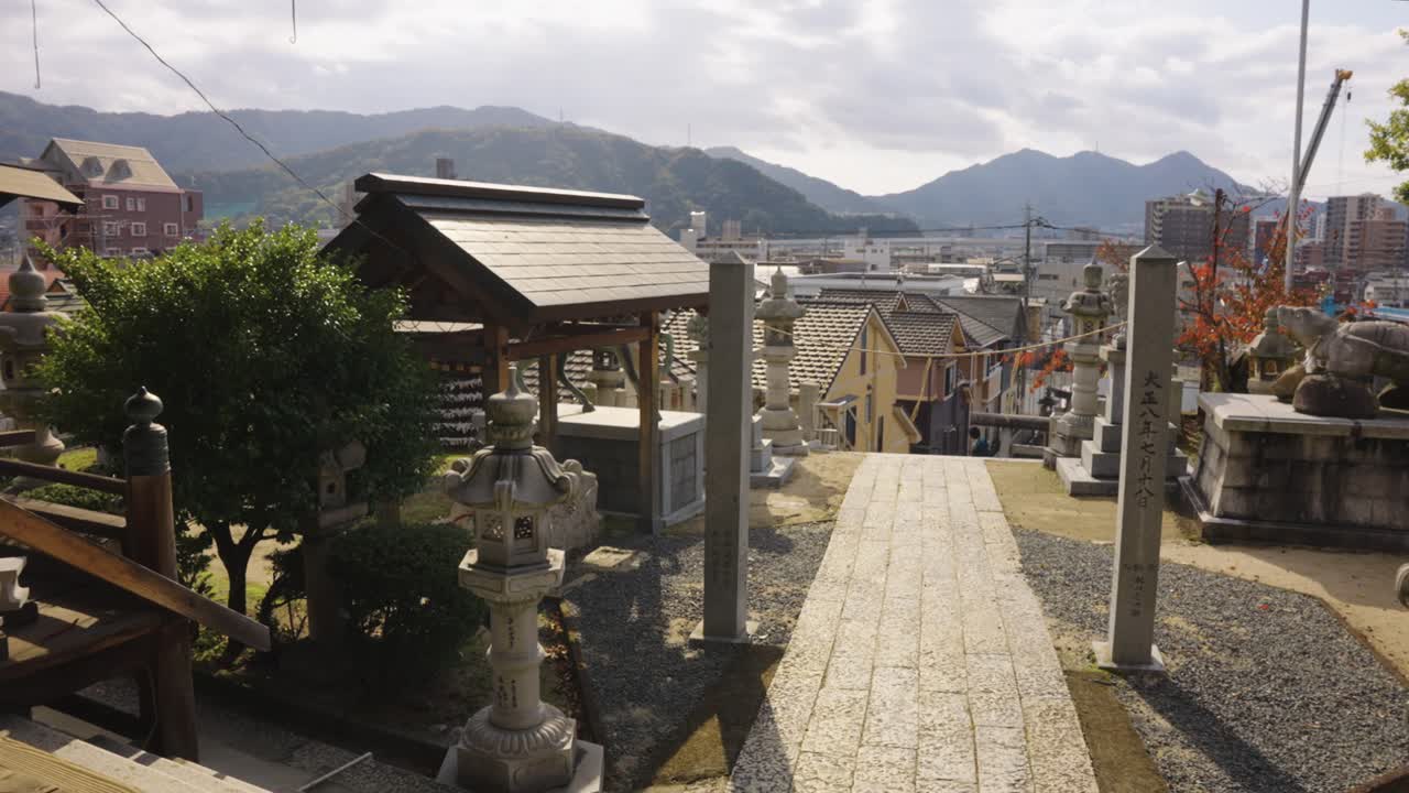 Japanese Temple Establishing Shot in Kaita Town, Hiroshima
