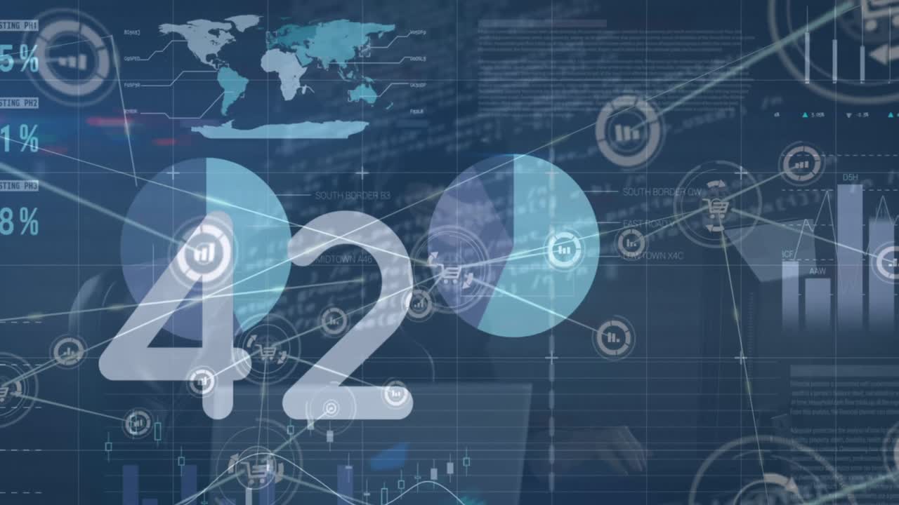 Animazione di interfaccia digitale e rete di connessioni su sfondo blu