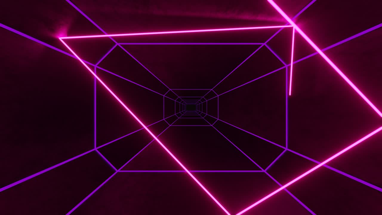 animazione a anello senza cucitura astratta in 4k di raggi di neon rosa