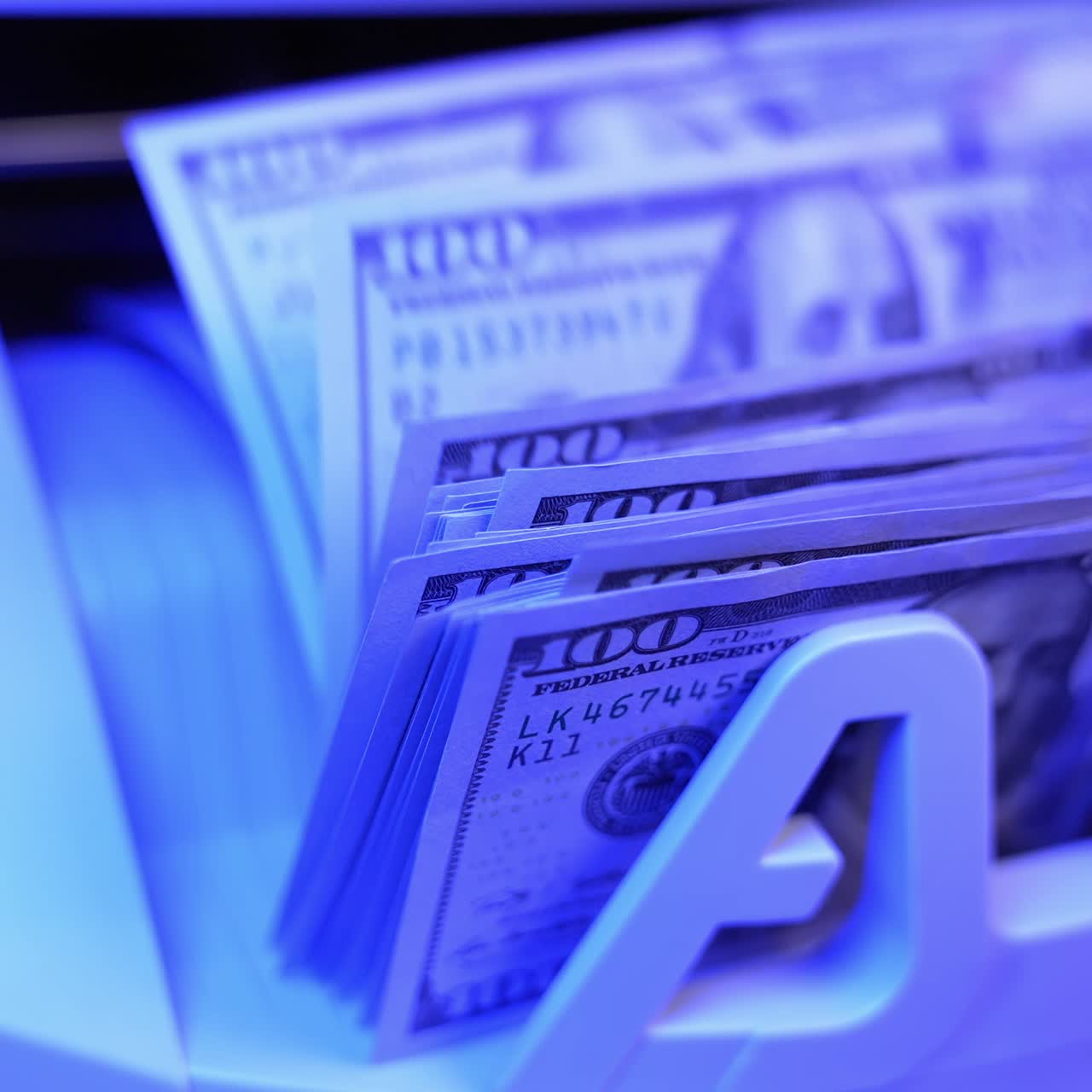 Cash bill counter money machine for banknotes. Money dollar counting machine