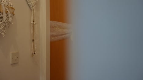 door with decorative sign invites curious exploration in cozy interior space