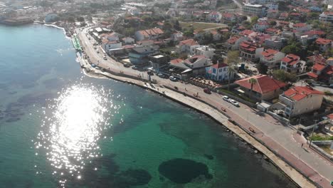 Various-drone-shots-in-beautiful-Urla,-Izmir---the-third-largest-city-in-Turkey