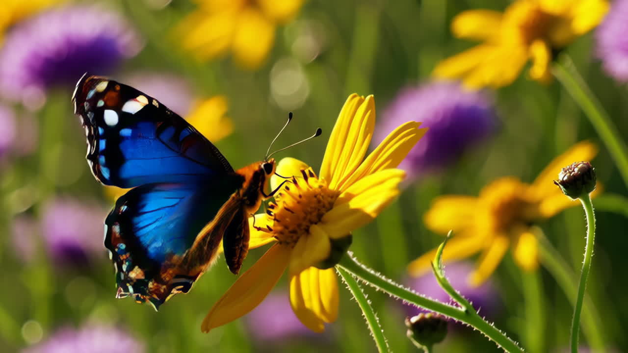 Farfalla su un fiore in un campo