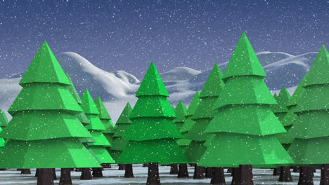 Animation-Einer-Winterlandschaft-Mit-Tannen