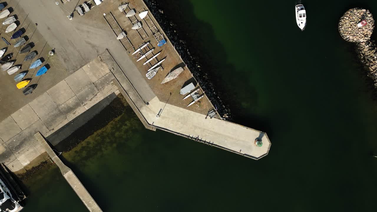 Drone footage of the pier at Egå Marina, Kaløvig boat association