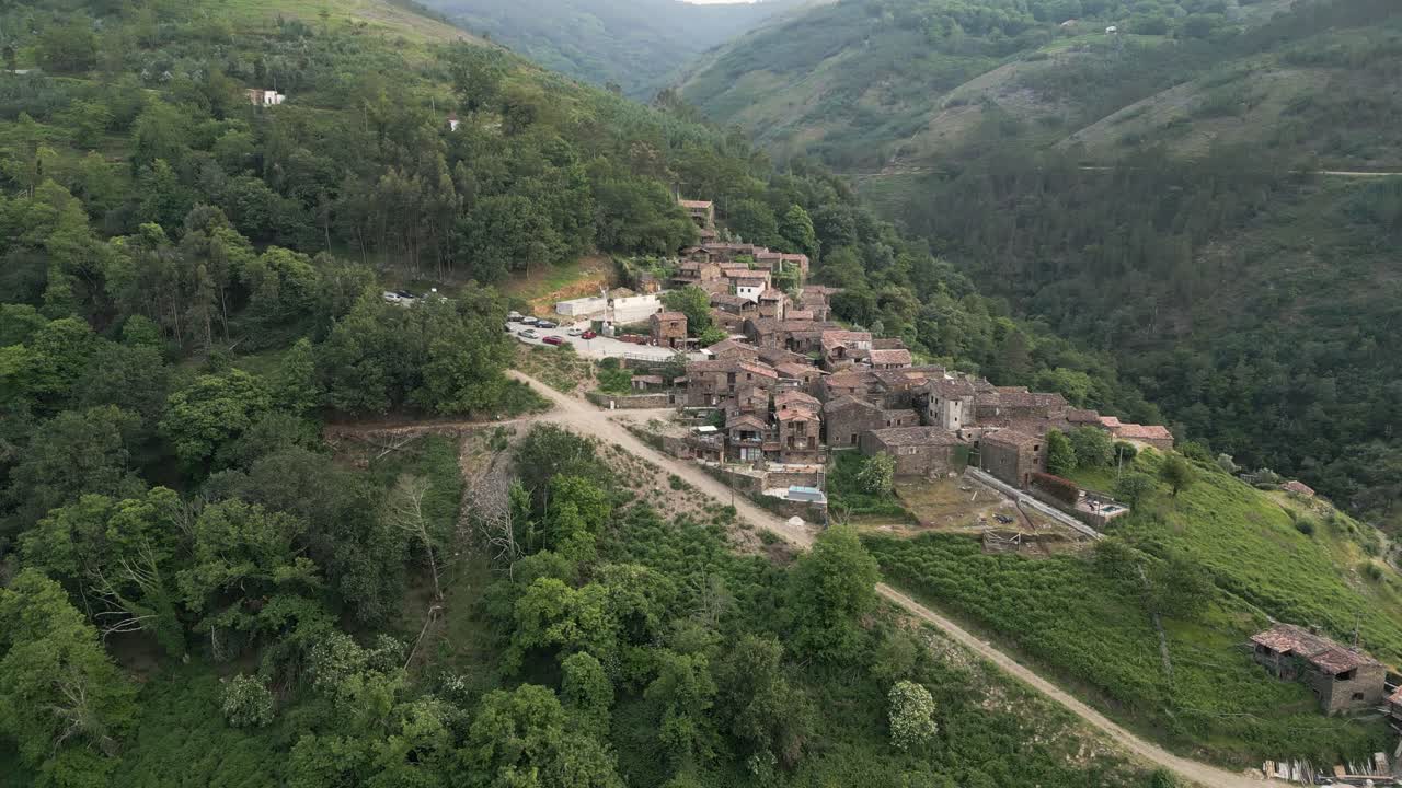 Stunning aerial of Rustic Talasnal Village, Portugal