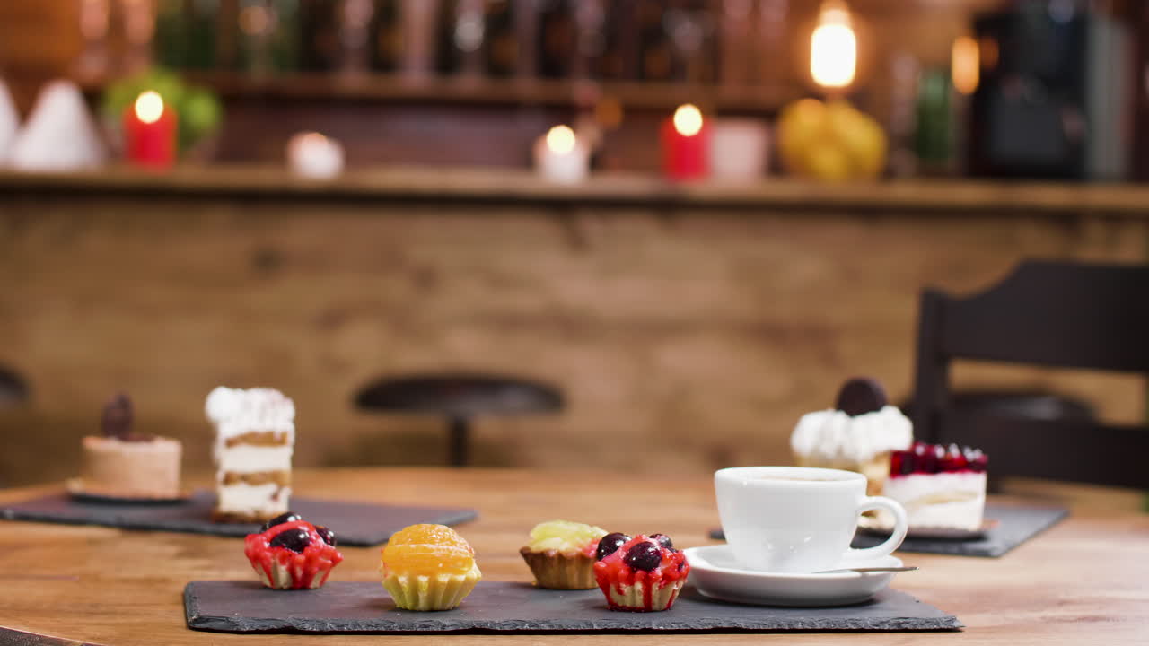 Delicious coffee and cupcakes at a cozy cafe