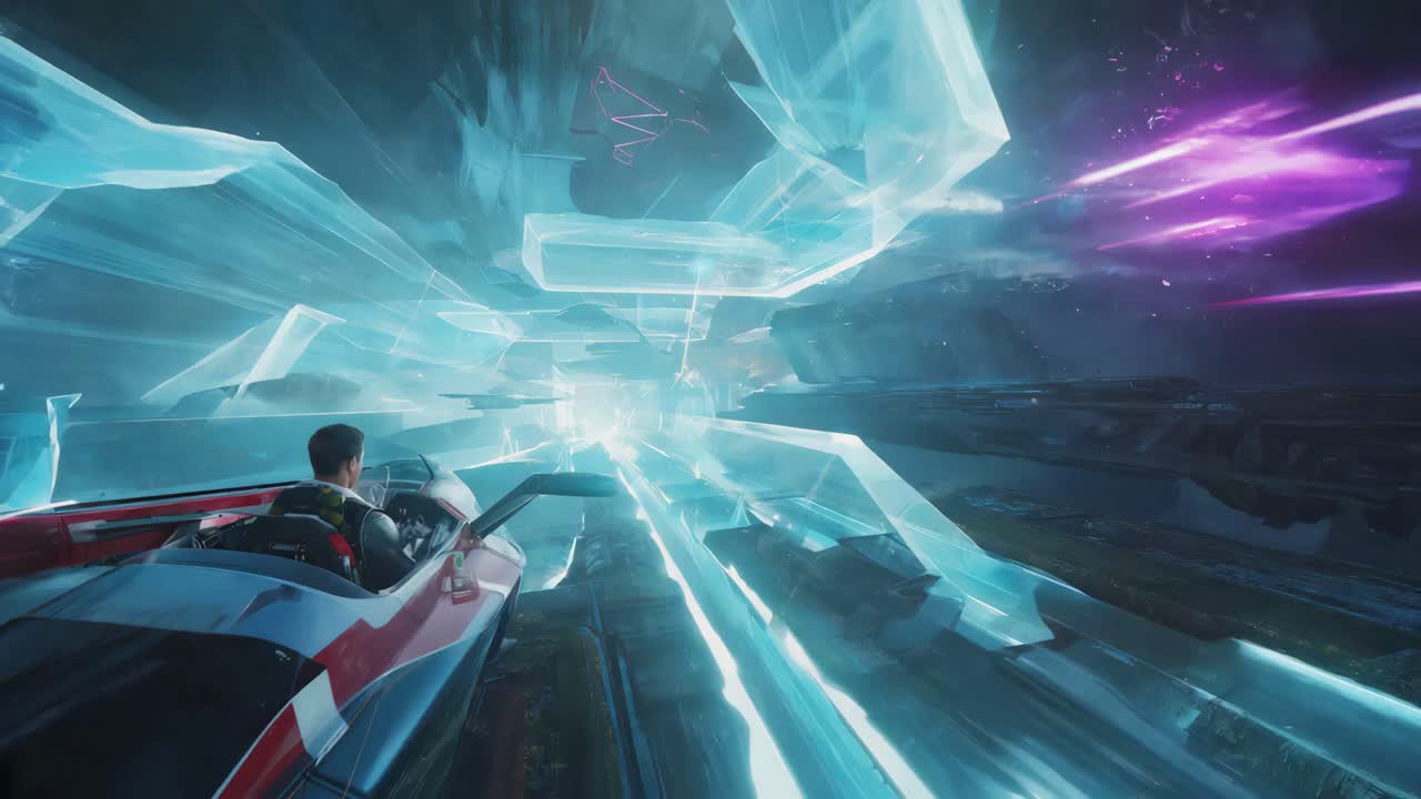 Futuristic Racing Game in Crystal Tunnel