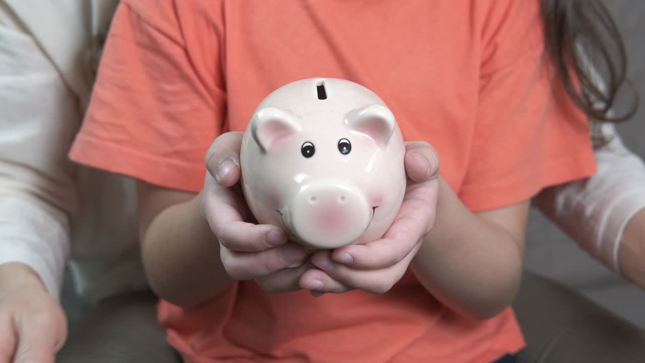Family save piggy bank.
