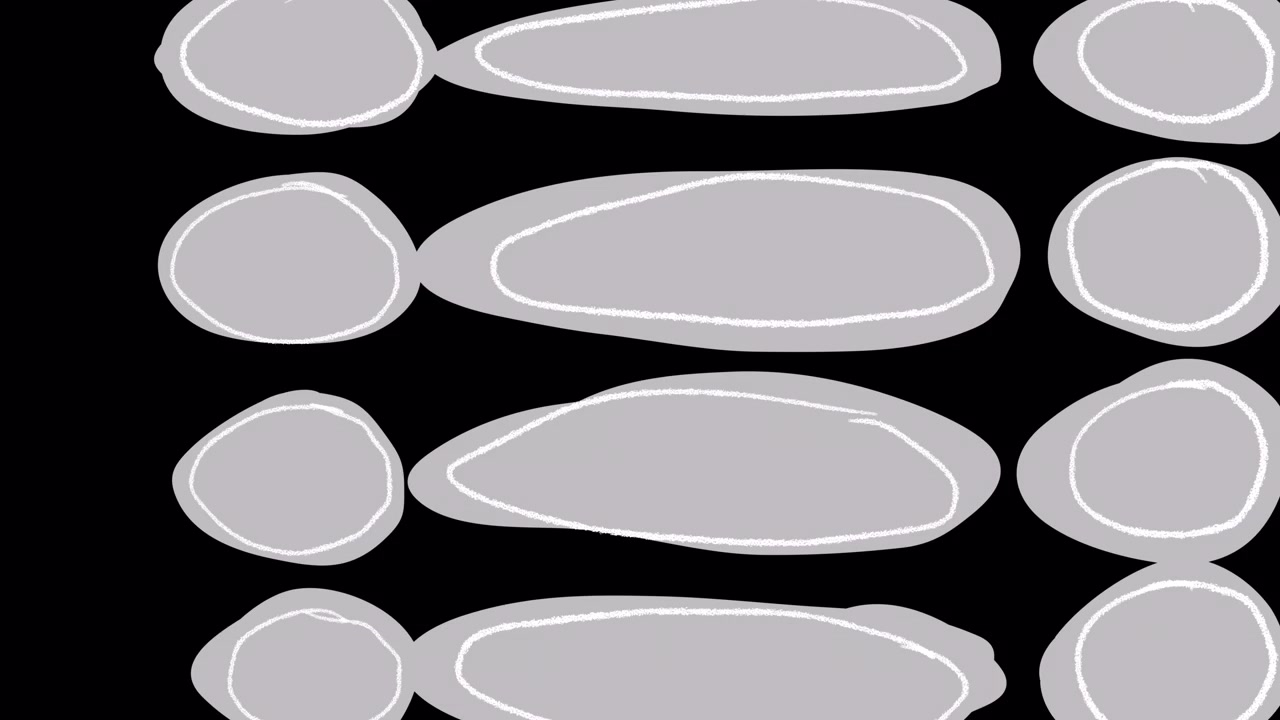 Dynamic Hand-Drawn Grey Shapes Animation on Black Background