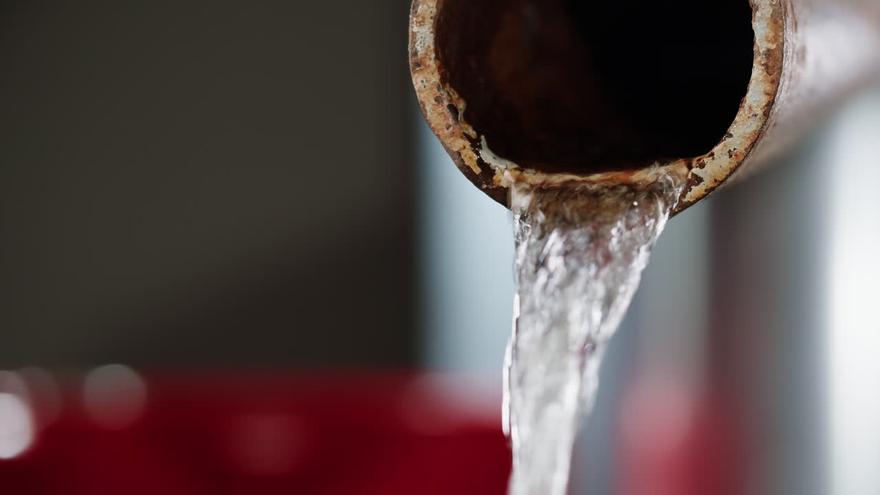 Water Flowing from a Rusty Pipe