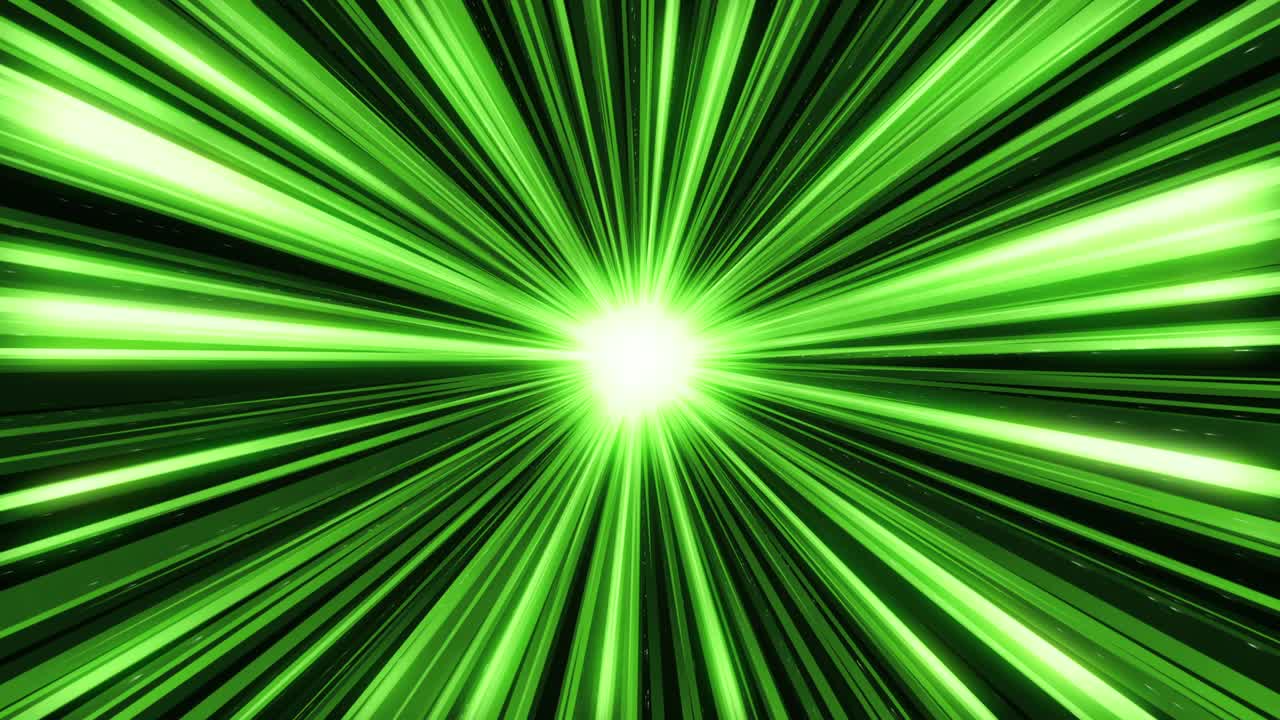 Green Speed Lines Animation. Radial Loop Background