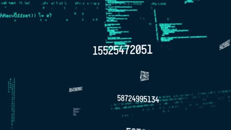 Animación-De-Cambio-De-Números-Y-Procesamiento-De-Datos-Sobre-Fondo-Verde-Oscuro