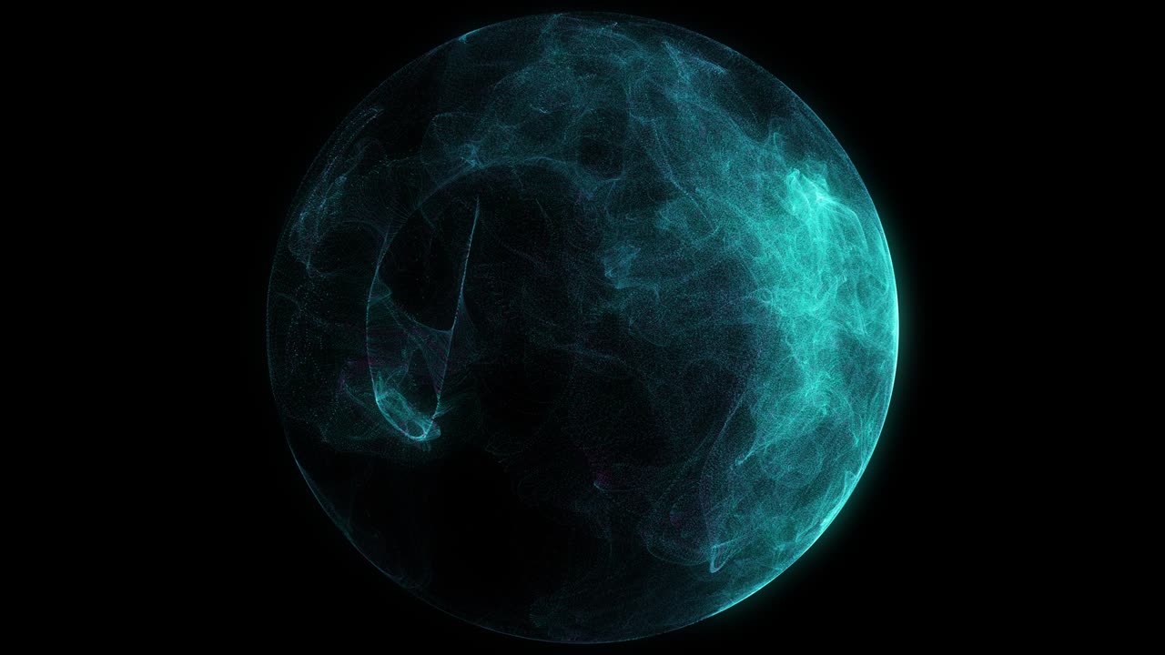 Abstract particle sphere, science background.Virtual flow big binary data visualization.