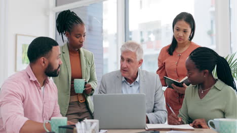 businessman, executive and laptop in coaching