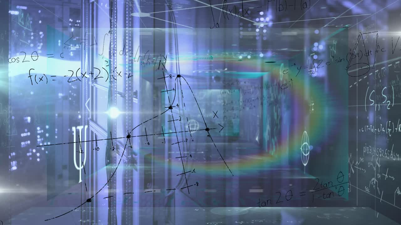 프리스마 링의 애니메이션, 데이터 처리 및 컴퓨터 서버 을 통해 수학적 계산