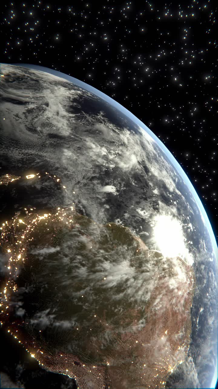 la tierra desde el espacio por la noche