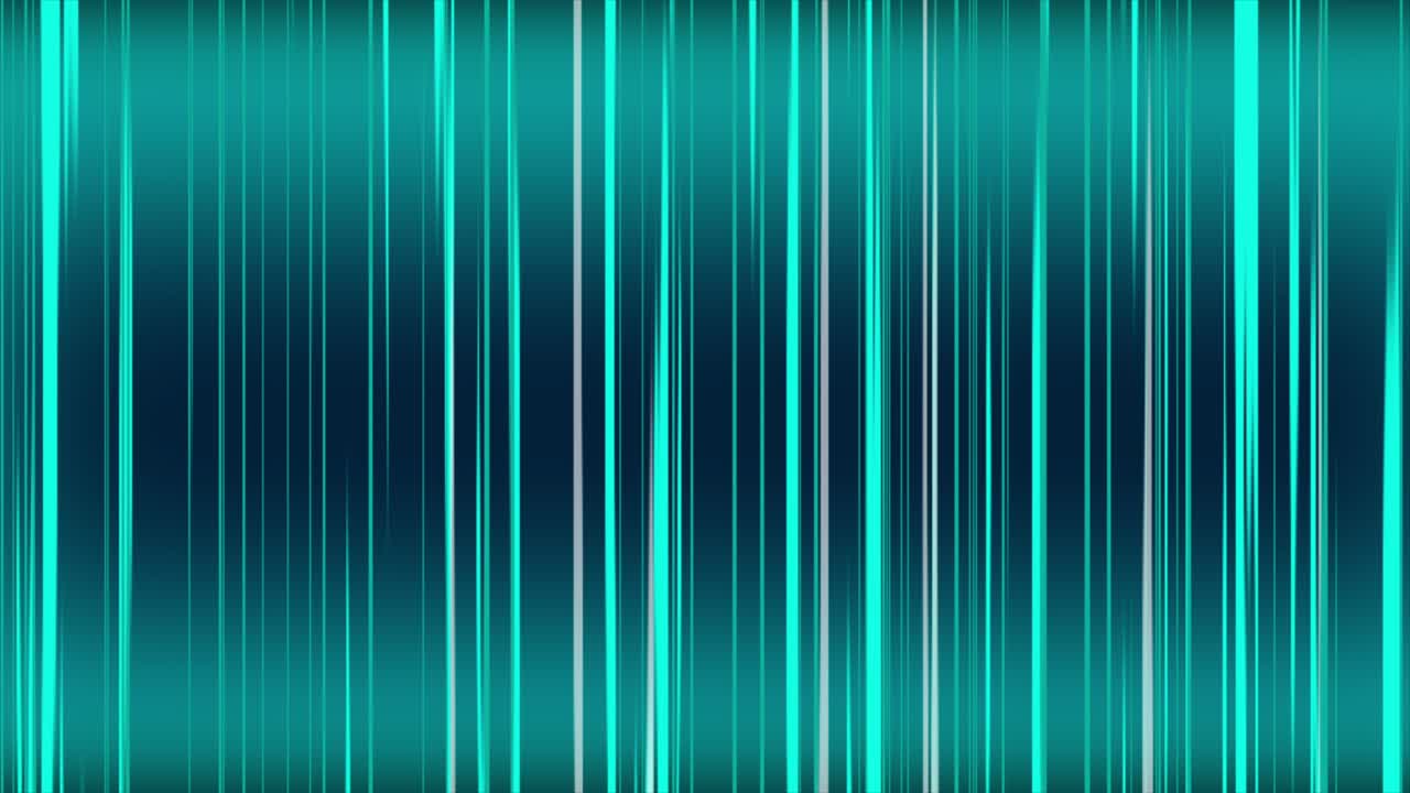 Linee verticali astratte in movimento che brillano in verde acqua e blu