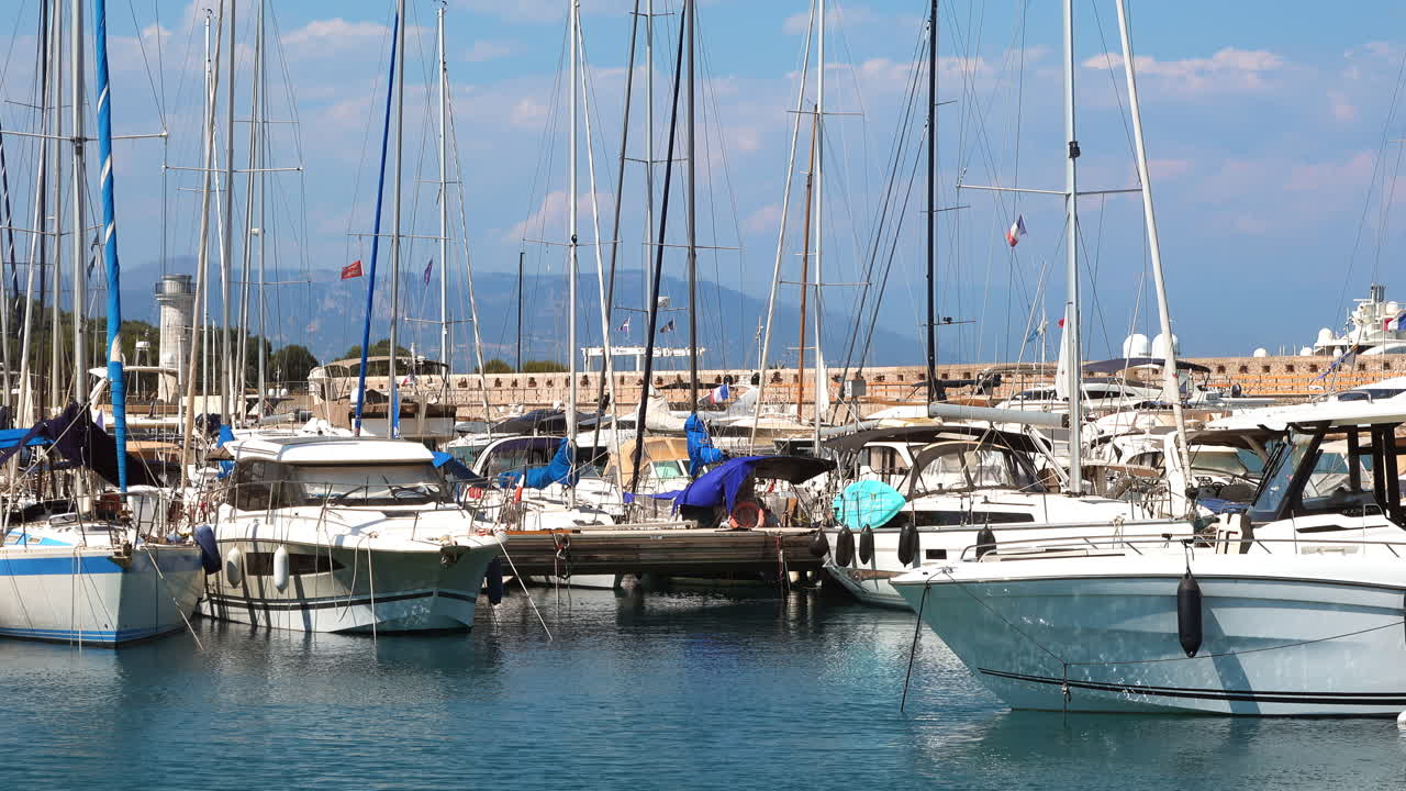 Boats docked in the Port Vauban in Antibes, France