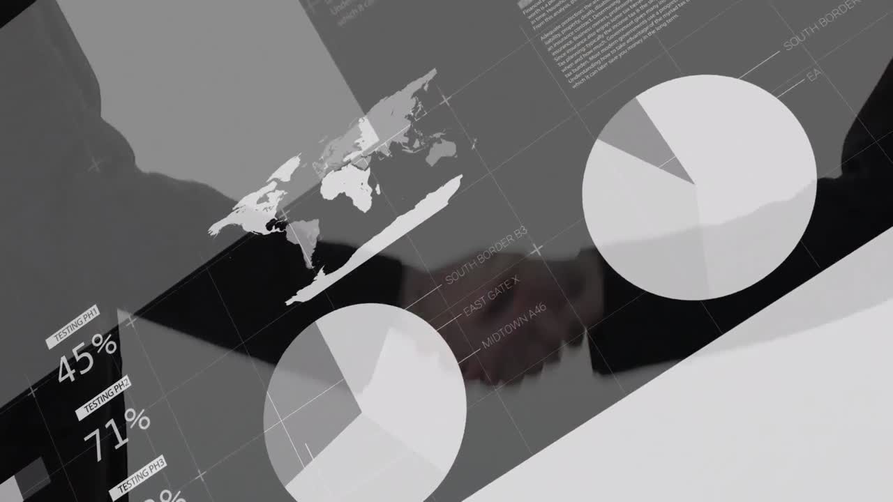Animation of graphs and data over shaking hands