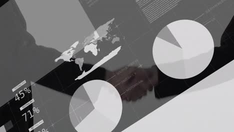 animación de gráficos y datos sobre el apretón de manos