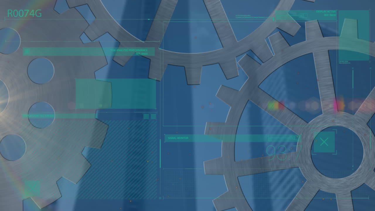 animación del procesamiento de datos sobre los engranajes