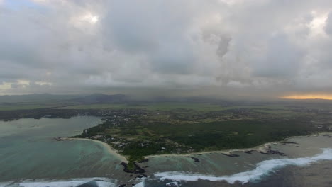 Flying-over-Mauritius-with-its-blue-lagoons