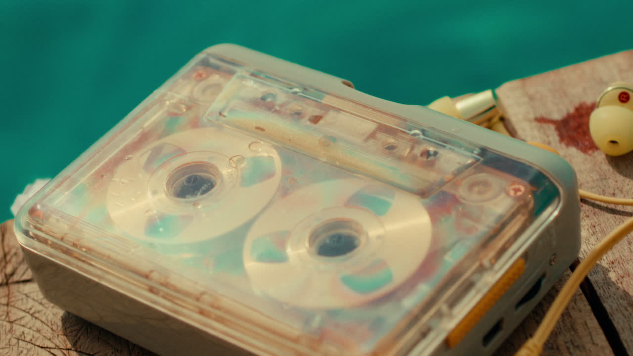 Vintage Cassette Player on a Wooden Surface