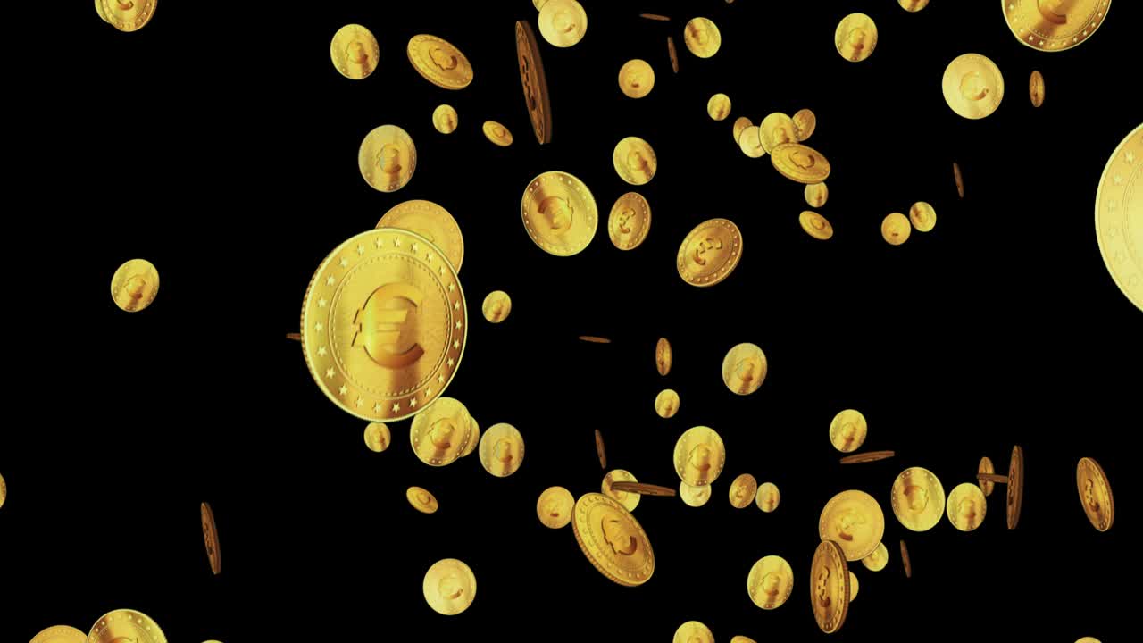 moneda de oro euro moneda de oro caída de la lluvia bucle