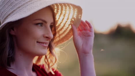 Atractiva-Mujer-Sonriente-Con-Sombrero-Mirando-A-La-Cámara-1