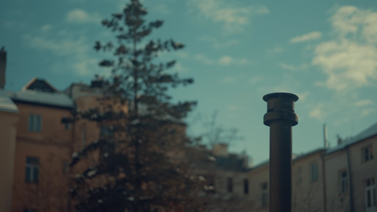 유럽 집 굴뚝 연기 겨울 감기 눈 나무 프라하