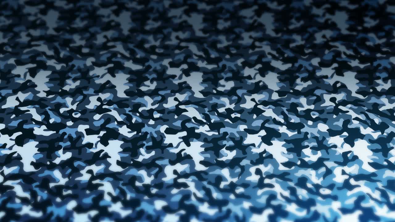 fondo de patrón de camuflaje azul. concepto de uniforme militar. línea abstracta y textura de onda. animación de bucle.