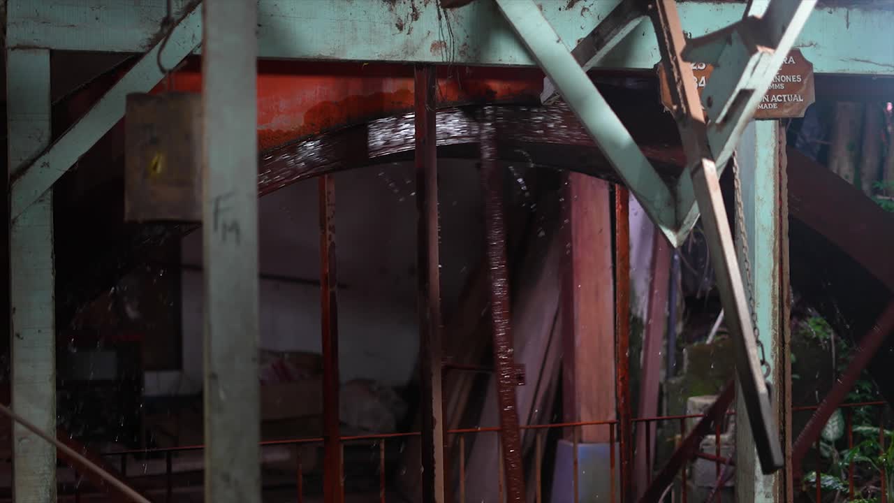 Rustic Industrial Water Wheel in Operation