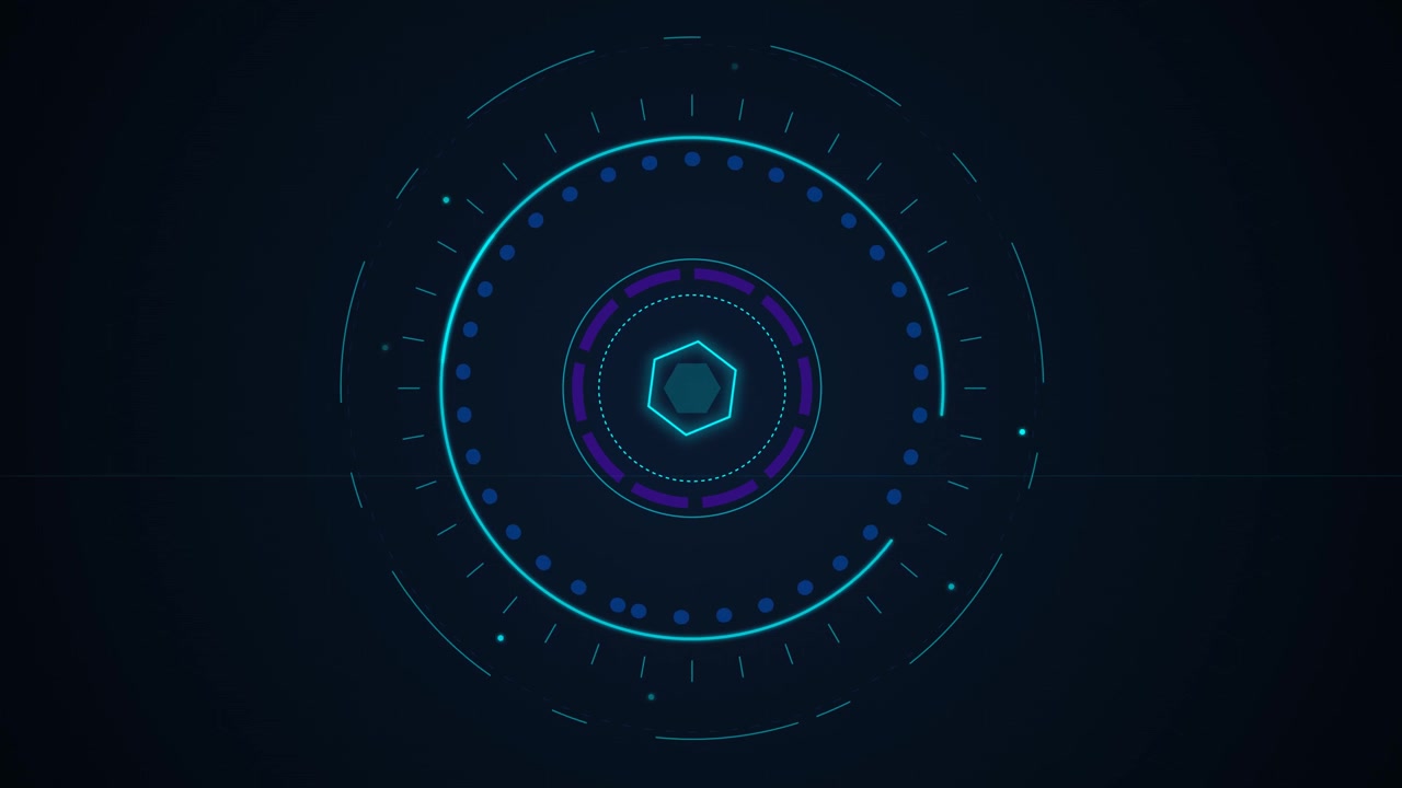 Abstract Digital HUD Interface with Rotating Circular Elements